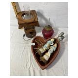 Lamps and Wood Heart Bowl