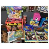 Table Contents; Lite Brite, Play-Doh, Misc Toys