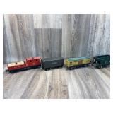 Qty 3 tin Lionel cars, 1 Lionel utility car