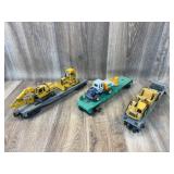 Qty 3 flatbed Lionel construction equipment hauler