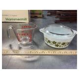 Pyrex Measuring Cup, Baking Dish w Lid 'Crazy Dai