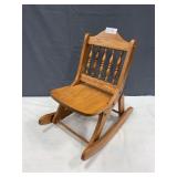 Solid Oak Childs Folding Rocker
