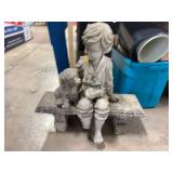 Concrete Boy on Bench Broken Foot