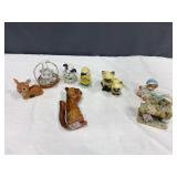 Glass and Wood Figurines Bears,Cat,Squirrel