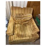 Striped Stuffed Chair & Ottoman