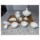 Fenton Silvercrest Dish & White Milk Glass Misc.