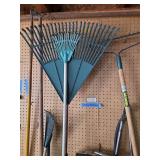 Wall Contents: Rakes, Gas Can, Axe,