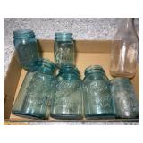 Blue Ball 3- Qt ,3- Pt Jars & Milk Bottle