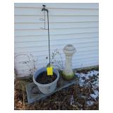 Concrete Bench, Bird Bath Pedestal, Flowerpot