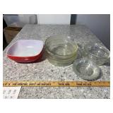 Pyrex Serving Bowl  3 Cake Plates, & Misc.
