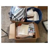 3 Boxes Linens & Rag Rugs
