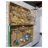 Block Crystal Carafe,  Painted Glass Stemware