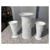 Indiana Milk Glass 3 Vases