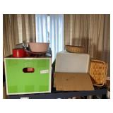 Thermos Bottle, Tupperware, Woven Basket