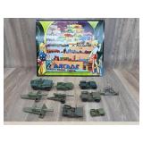 10 Plastic Army Toys (mostly Jeeps) & Metal Arcade