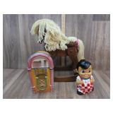Jukebox  & 'Big Boy' Bank & Wood Rockin Horse