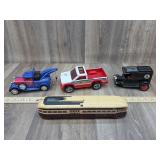 Cast Tow Truck, Plastic Pick/up, Trolly Car & Mode