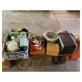 Coffee Table with Contents and Trash Can