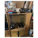 Wooden Cabinet with misc. items
