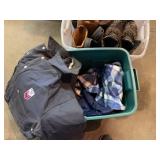 Tote of Insulated Coveralls (2 pairs), Misc. Boots