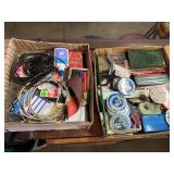 2 Boxes of Buttons, Pens Pencils