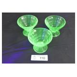 A.H. Uranium Glass Sherbet Dishes Set of 3