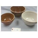 4 Stoneware Crocks 2 Brn "Picket Fence" & 1 Whit