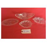 EAPG Clear Glass Relish, Candy & Bread Dishes