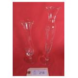Princess House Heritage Etched Crystal Bud Vases