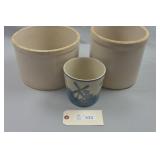 2 Stoneware Crocks and Decorative Planter