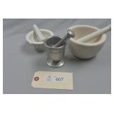 Vintage Ceramic & Cast Aluminum Mortar & Pestles