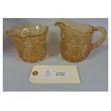 Kemple Glass co. Yutec Pattern Cream & Sugar