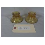 Federal Glass Amber Glass Candlestick Holders