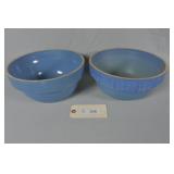 Qty of 2 10" Cobalt Blue Stoneware Mixing Bowl