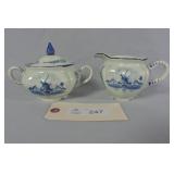 Regina Fired Pottery Cream & Sugar Delft Holland