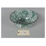 Green & White Splatter Enamelware Mixing Bowl