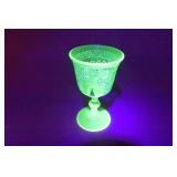 Depression Glass (Uranium) Goblet Embossed