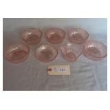 A. Hocking Queen Mary Pink Dep. Glass Bowls