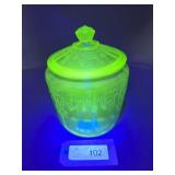 A.H. Uranium glass "Ballerina Pattern" Cookie Ja
