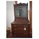 Antique Three Drawer Dresser w/ mirror