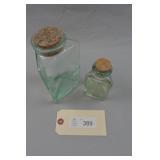 Triangular Glass Apothecary Jars w/cork tops