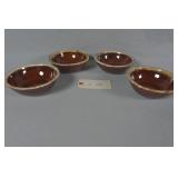 Qty of 4 Hull Pottery Brown Drip Bowls