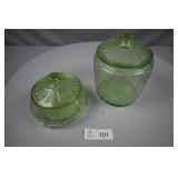 A.H. Uranium Glass "Ballerina Pattern" Candy Dis
