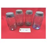 Vintage Blue Ball Mason Jars W/Lids