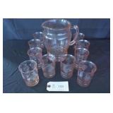 Macbeth-Evans Glass Pink Grape Rose Pitcher & Tumb