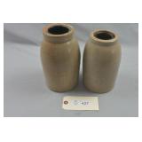 Stoneware Crock wax sealer jar (qty 2- 1/2 gal fru