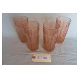 Heisey Colonial Pink Glasses 6" High. Qty of 4