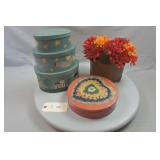 Nested Country Storage Boxes, Faux Floral Display