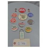 Buttons Dukakis, Texas, Crop Walk & 1976 Flag lape