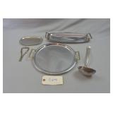 Silver Plated Serving Dishes and Ladle.